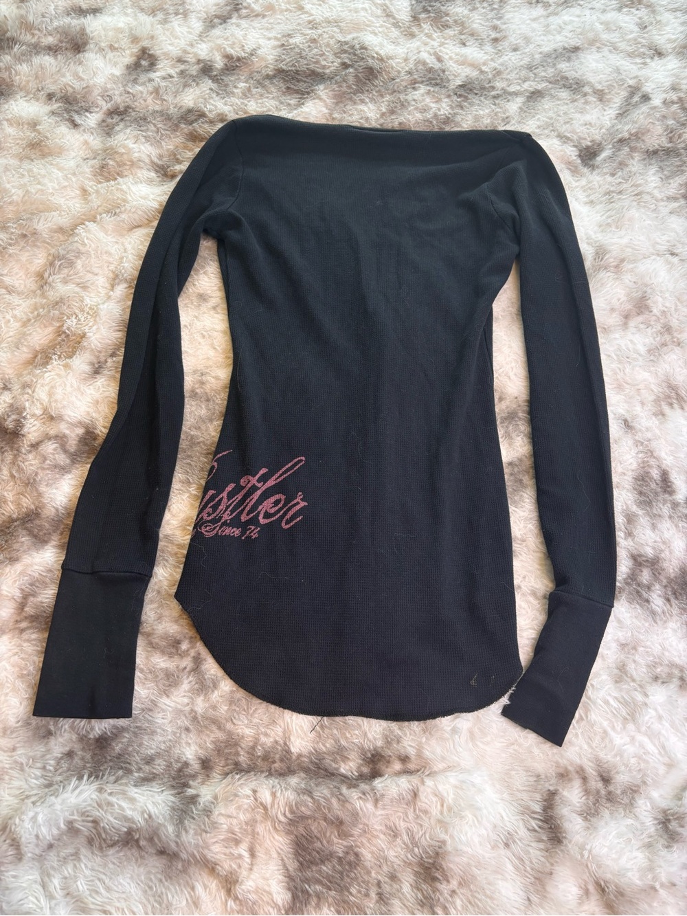 Rare VintageY2K Hustler Black Long Sleeve Graphic Tee with Rose & Dagger - Picture 2 of 8